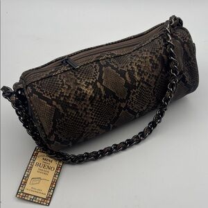 Bueno Dark Brown Snake Print Mini Bag
